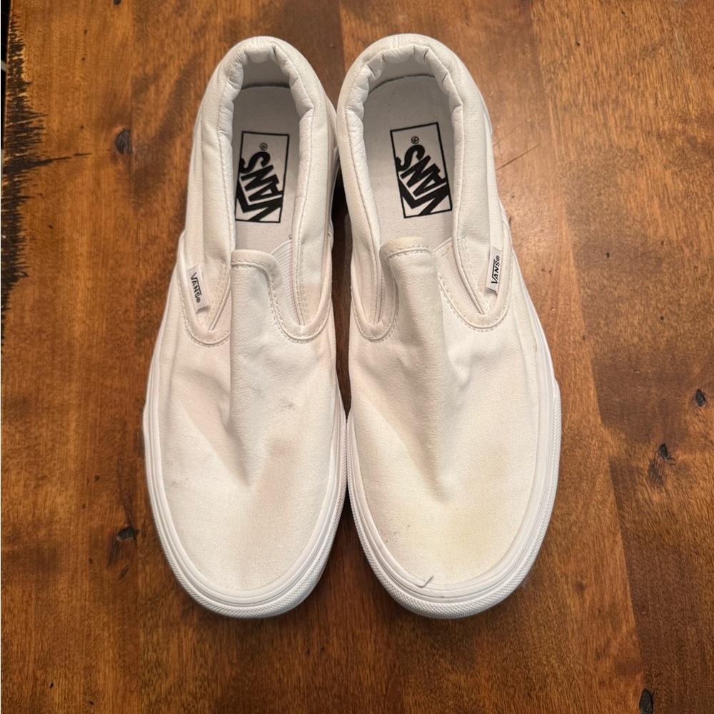 Vans Classic White Canvas Slip-Ons